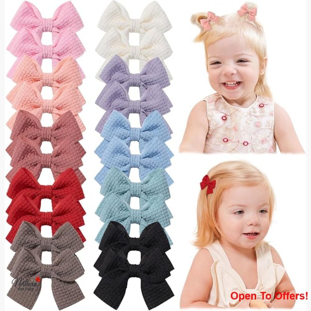 20 Mini Alligator Clip Hair Bows for Fine Hair Toddler Girls
